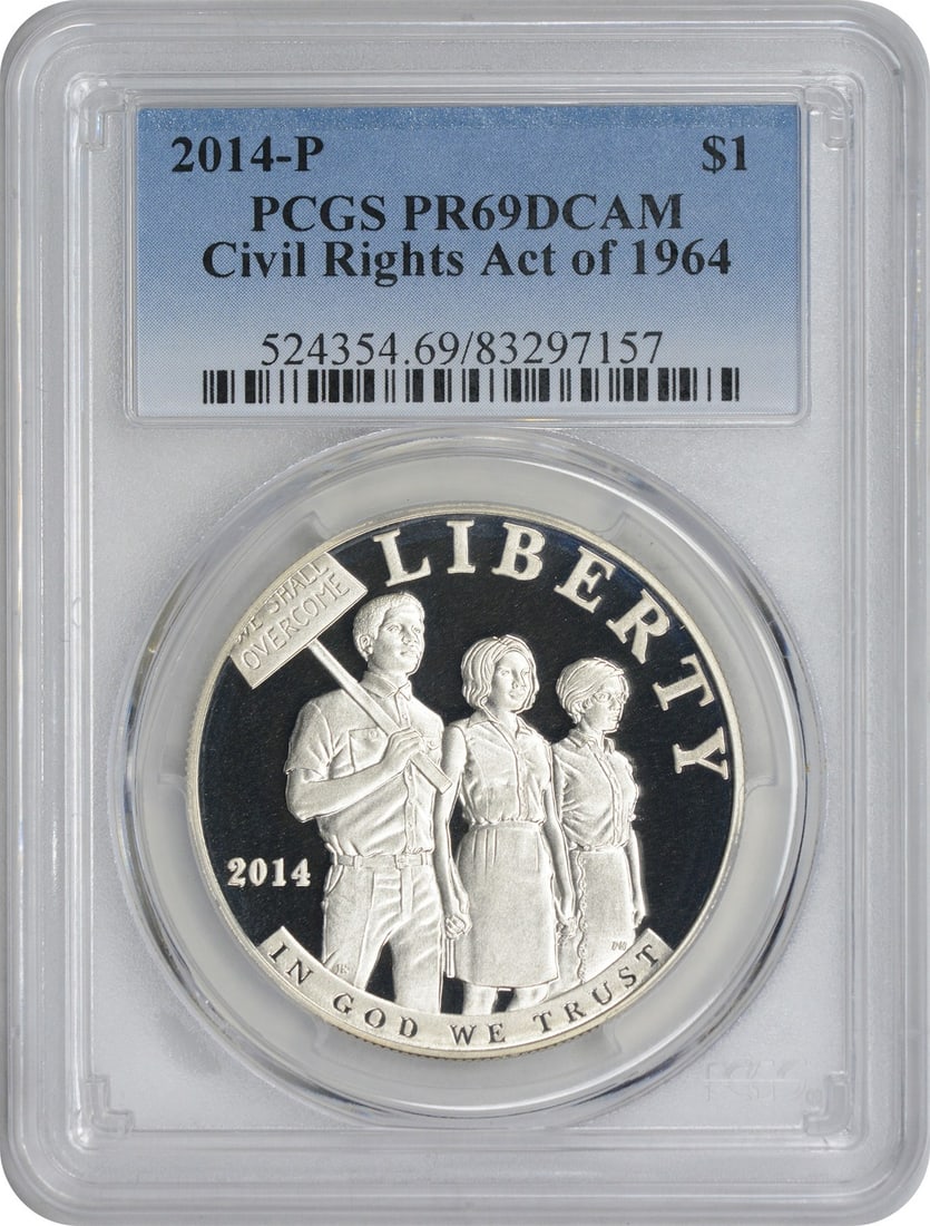 2014 Silver Proof Civil Rights Act Dollar PCGS PR69DCAM Commemorative (1 of 2)
