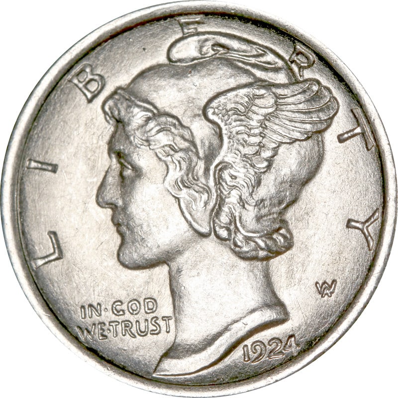 1924 P Silver Mercury Dime Uncirculated Split Bands: 1924 P Silver Mercury Dime Uncirculated Split Bands 1924-P Mercury Dime with split bands. This pre-owned coin is uncertified and listed as uncirculated. Specifications Item Type: Mercury Dime Year: 19