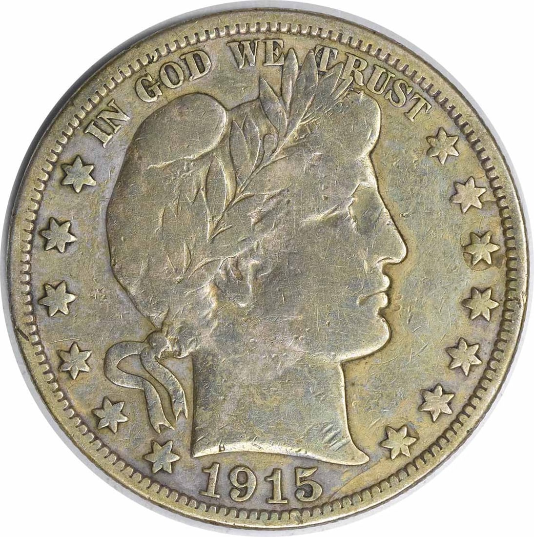 1915 United States Barber 50C Silver Half Dollar Grade F Uncertified: 1915 United States Barber 50C Silver Half Dollar Grade F Uncertified 1915 Barber silver half dollar in circulated Fine (F) condition. This uncertified United States 50C coin is a pre-owned example of 