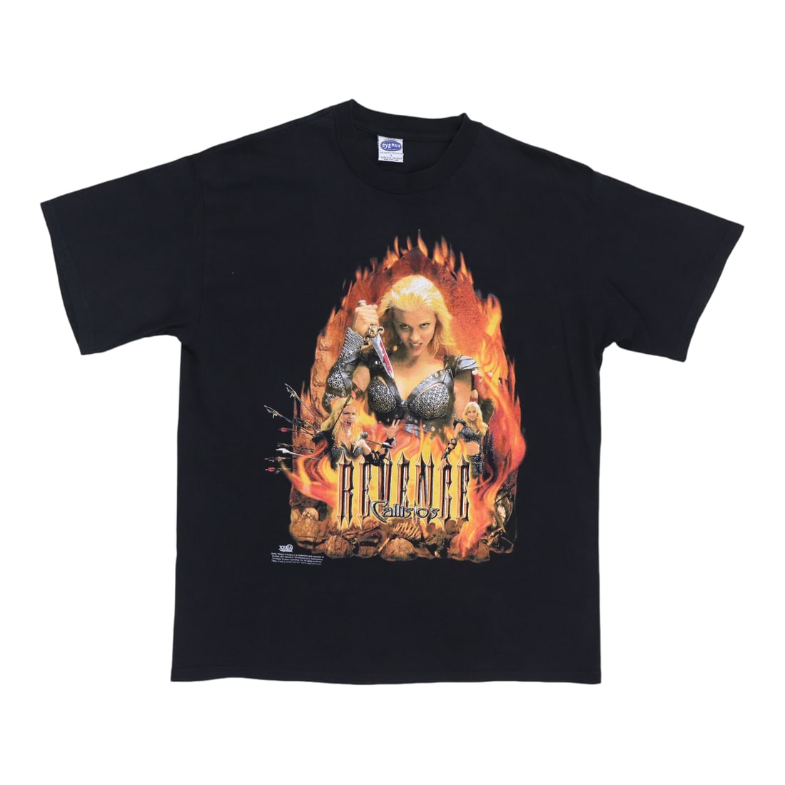 Vintage 1990s Black Cotton Callisto Xena Revenge Graphic T-Shirt Size Large (1 of 5)