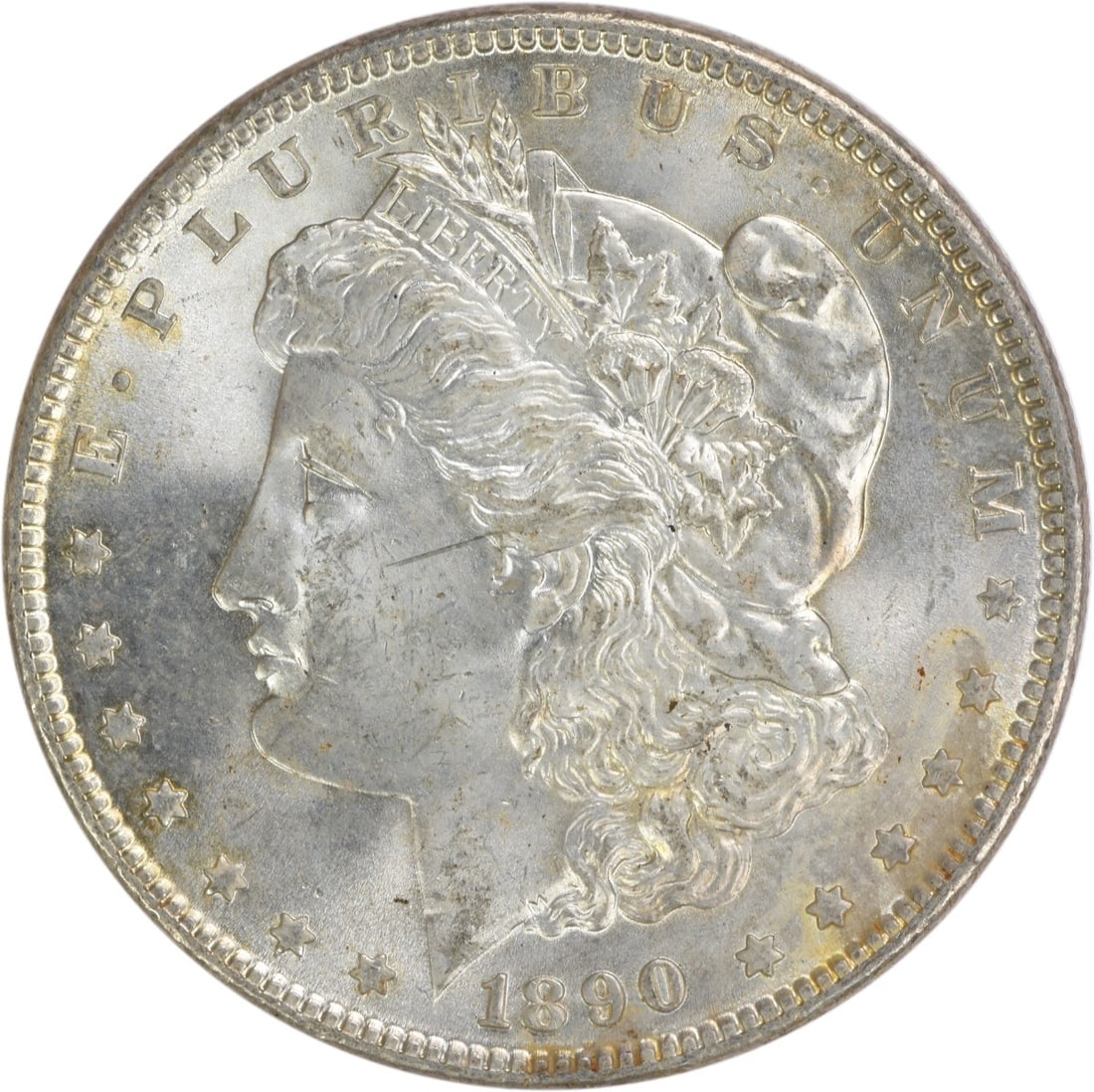 Brilliant Uncirculated 1890 Silver Dollar Morgan Uncertified No Mint Mark: Brilliant Uncirculated 1890 Silver Dollar Morgan Uncertified No Mint Mark This is an 1890 Morgan Silver Dollar from the United States in brilliant uncirculated (BU) condition. The coin is composed of 