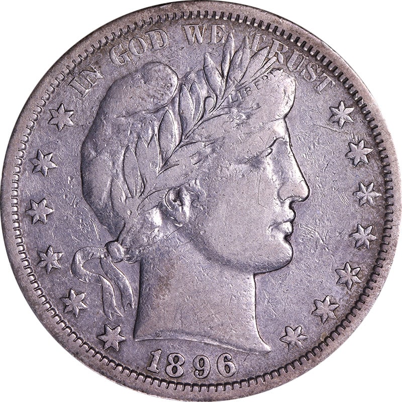 1896-S Barber Half Dollar Key Date Silver Coin VF/XF Eye Appeal: 1896-S Barber Half Dollar Key Date Silver Coin VF/XF Eye Appeal This 1896-S Barber Half Dollar is a key date coin, featuring excellent eye appeal and a strong strike. The coin displays nice color and 