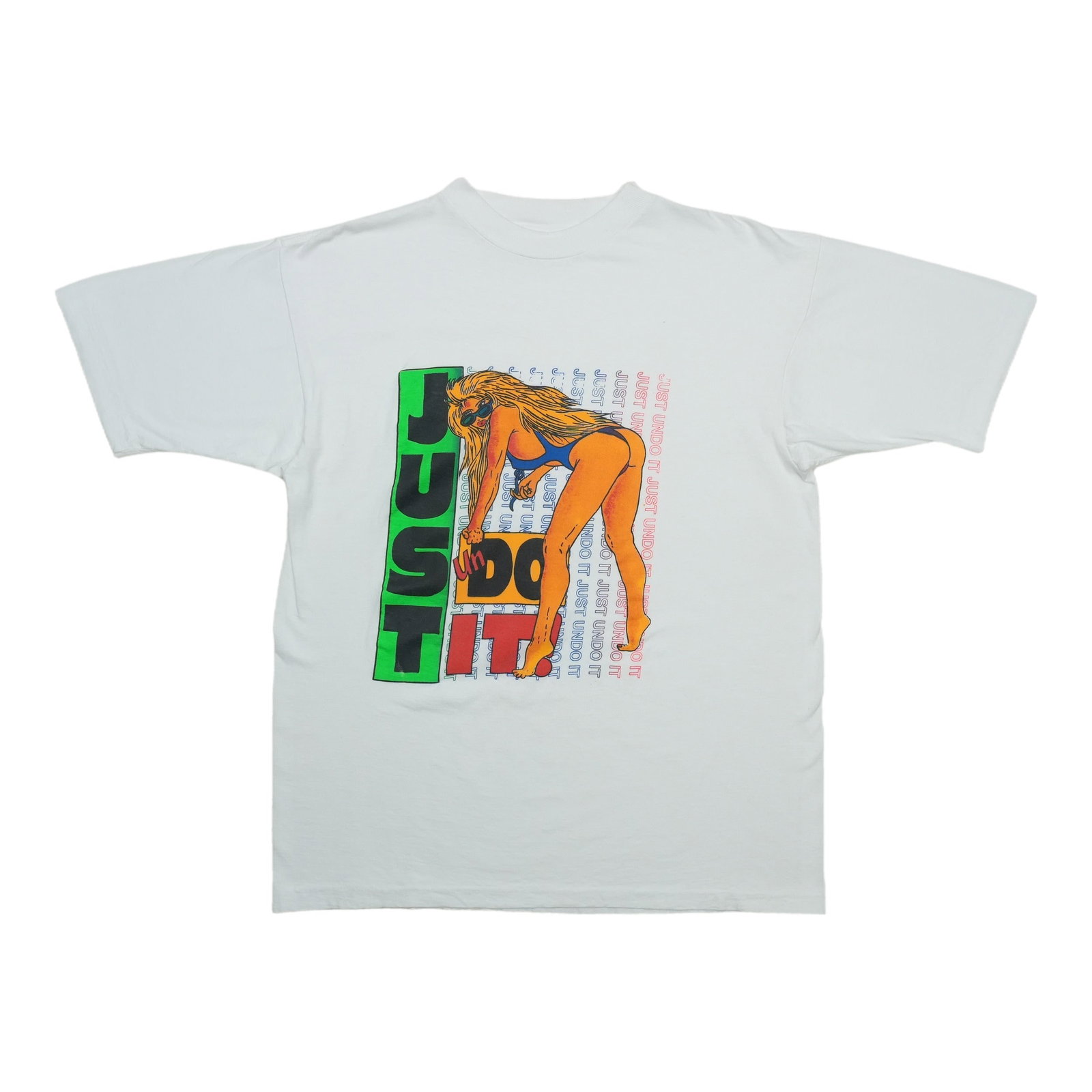 Vintage 1990s Cotton Parody T Shirt Just Do It Just Undo It Large: Vintage 1990s Cotton Parody T Shirt Just Do It Just Undo It Large This is an original vintage parody shirt from the 1990s featuring the phrase "Just Do It Just Undo It." Made from 100% cotton, this sh