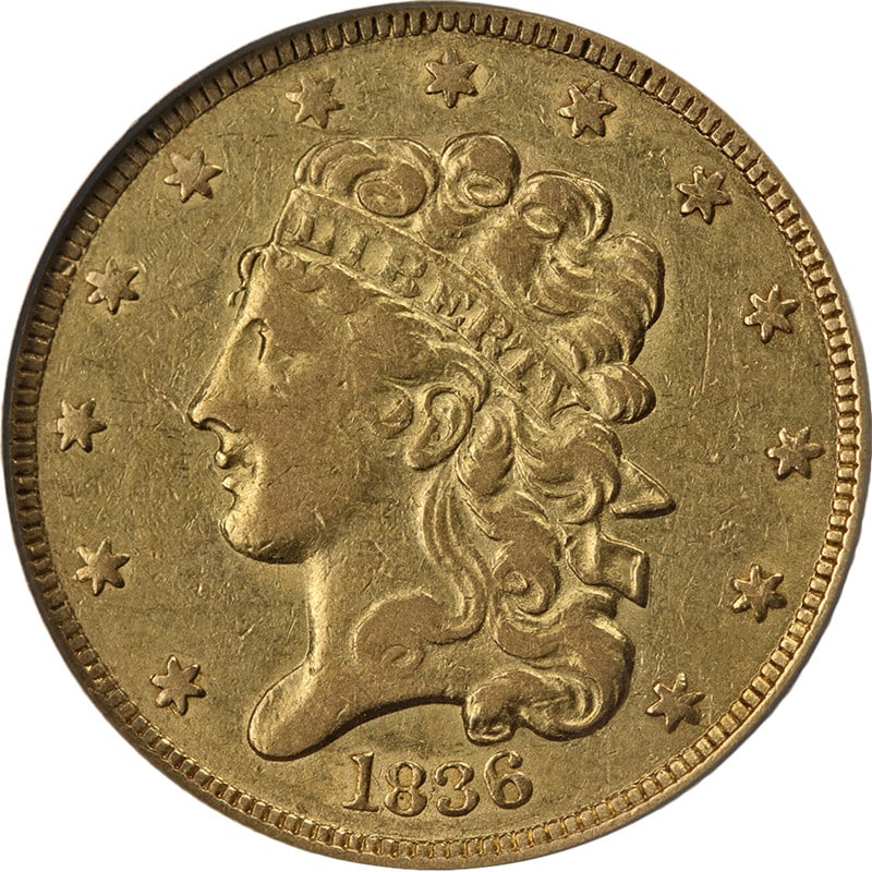 1836 Classic Head $5 Gold Coin XF Nice Strike (1 of 4)
