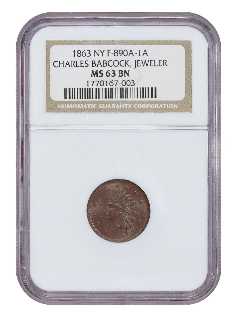 1863 Troy NY Charles Babcock Store Card Token NGC MS63BN (1 of 4)