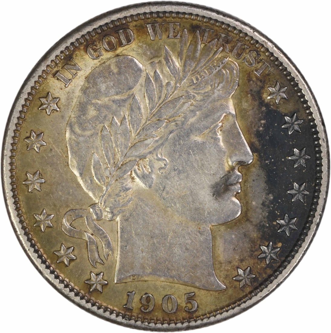 1905 S Barber 50C Silver Half Dollar AU Uncertified: 1905 S Barber 50C Silver Half Dollar AU Uncertified 1905-S Barber silver half dollar in AU slider condition. This uncertified coin is a circulated, pre-owned example of a United States 50C Barber half