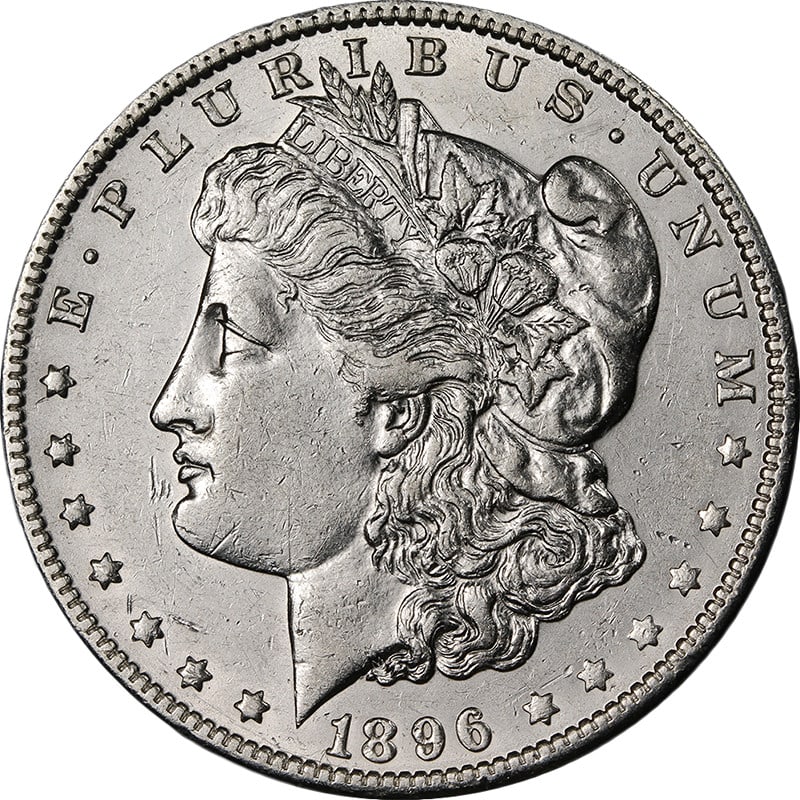 1896 O Morgan Silver Dollar AU BU Uncertified: 1896 O Morgan Silver Dollar AU BU Uncertified 1896-O Morgan Silver Dollar with nice eye appeal, nice luster, and a nice strike. The coin shows nice color and surfaces with a bright white appearance. P