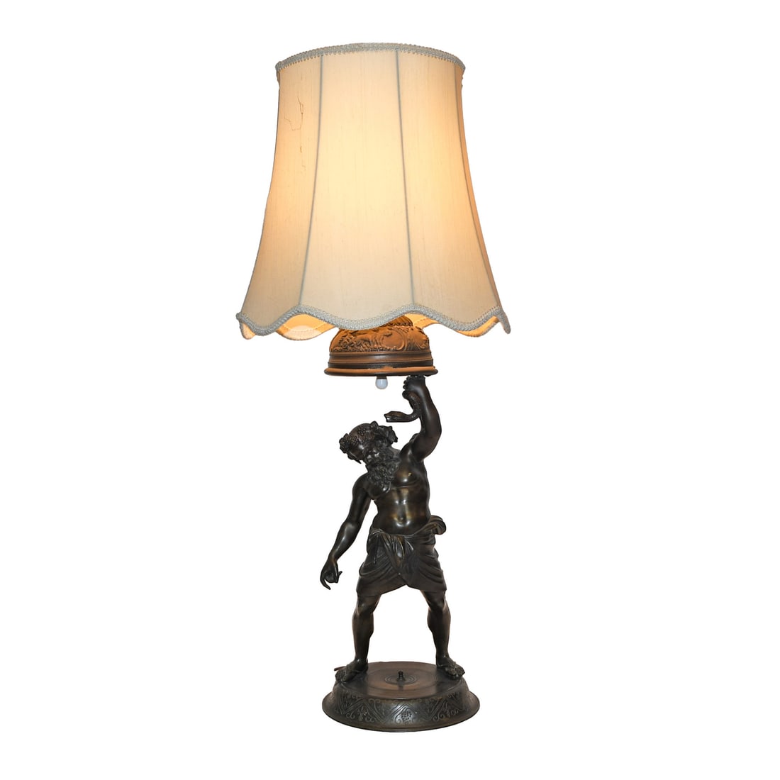 Antique brass accent lamp with deity base 39 inch tall (1 of 15)