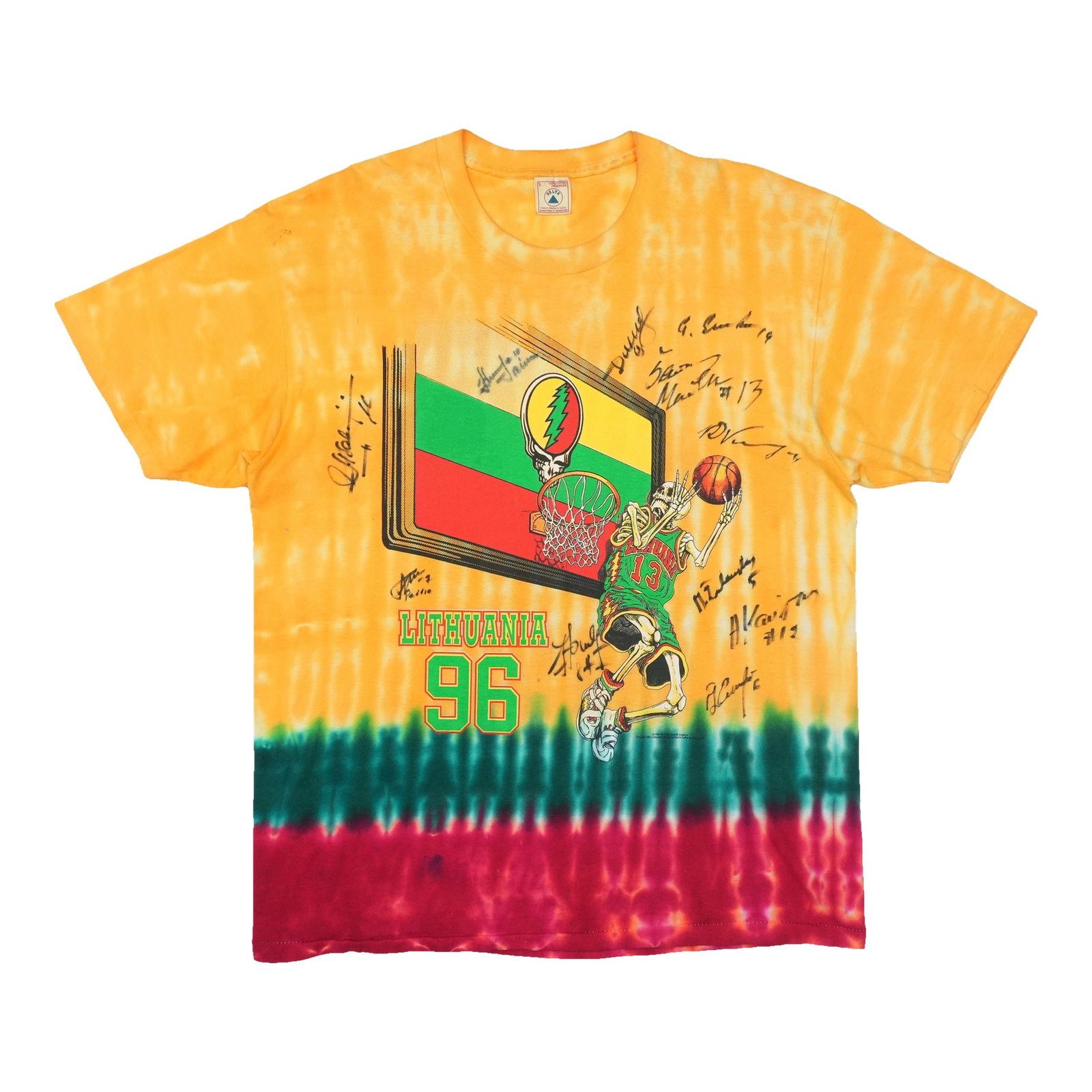 Vintage 1996 Grateful Dead Lithuania Basketball Tie Dye Cotton Shirt (1 of 6)