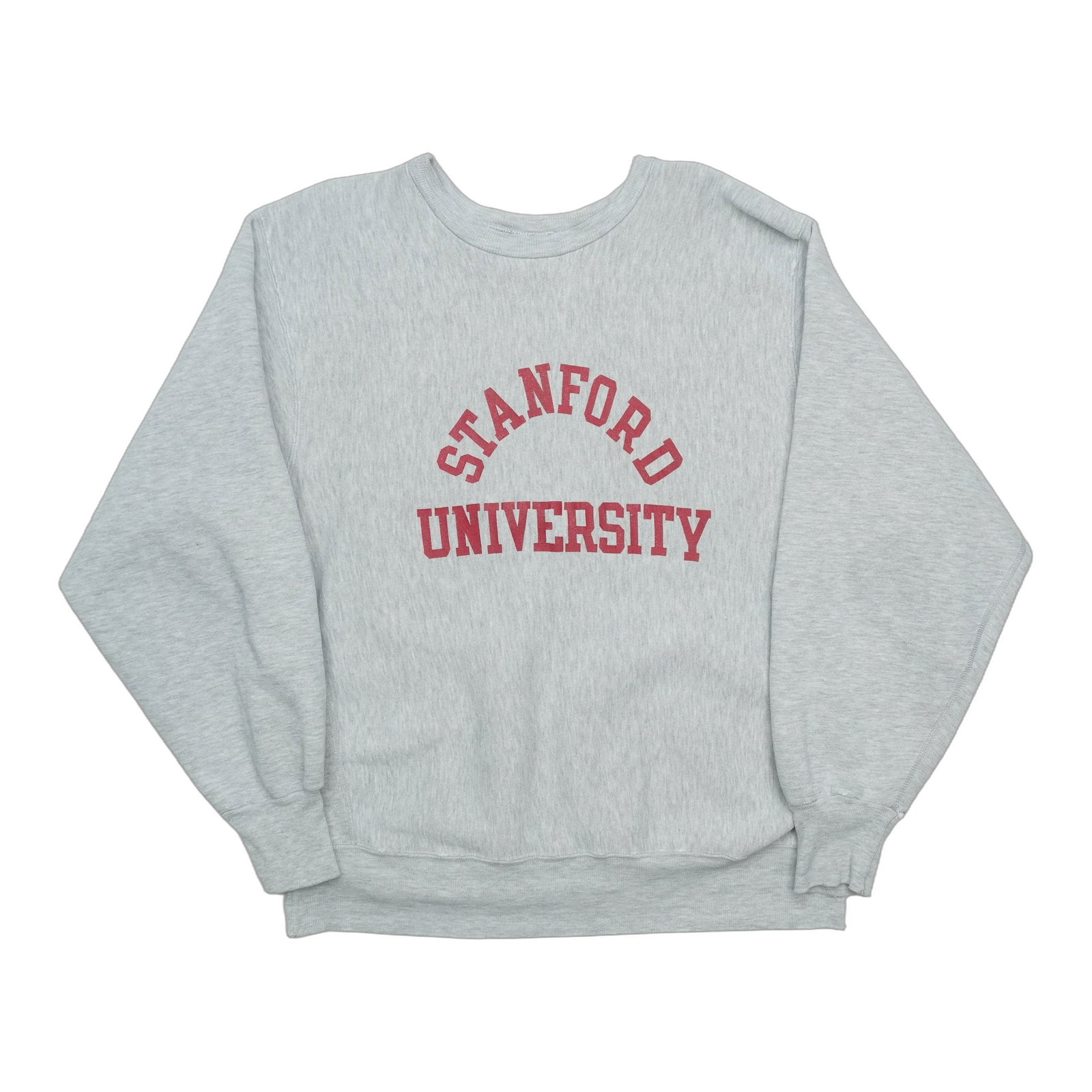 Vintage Grey Stanford University 1980s Cotton Poly Sweatshirt: Vintage Grey Stanford University 1980s Cotton Poly Sweatshirt This is an original vintage Stanford University sweatshirt from the 1980s, featuring a front graphic design. The sweatshirt is made from a