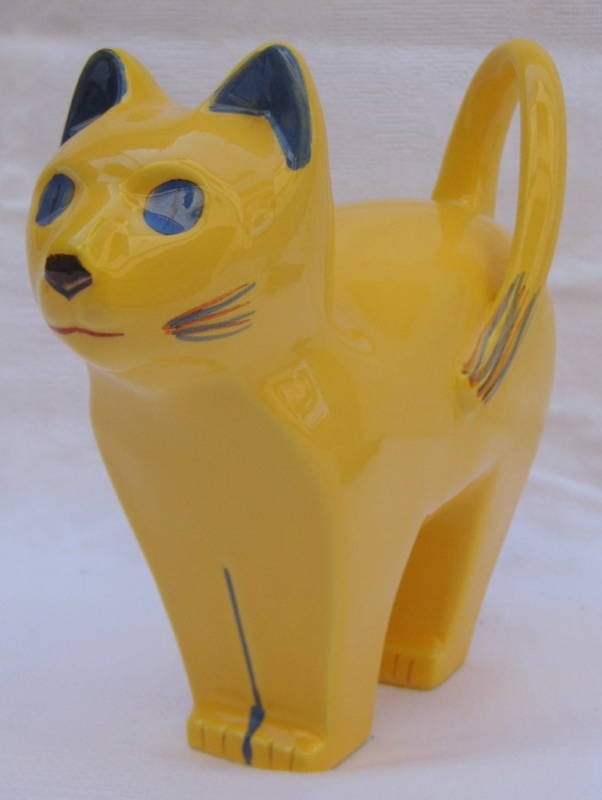 French Art Deco hand painted porcelain cat figurine signed (1 of 6)