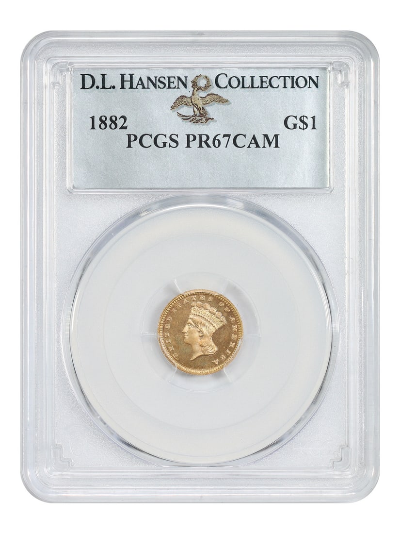 PCGS PR67CAM 1882 Gold Dollar G$1 ex D.L. Hansen (1 of 6)