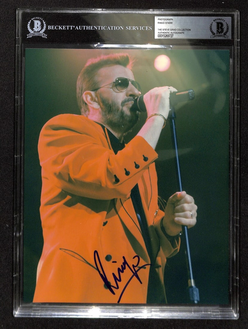 8x10 Ringo Starr Autographed Photo Beckett Authenticated: 8x10 Ringo Starr Autographed Photo Beckett Authenticated This is an original 8x10 photograph signed by Ringo Starr, the drummer of The Beatles. The autograph was obtained in person at the Allerton Hot