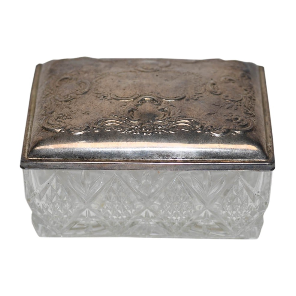 Towle Art Nouveau Glass Candy Box Sterling Silver Lid (1 of 3)