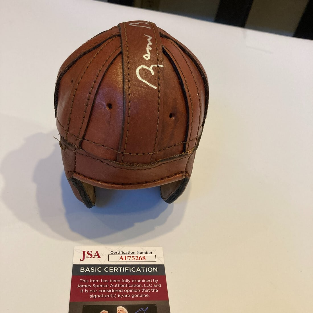 Sammy Baugh Signed Vintage Leather Mini Helmet JSA Certified (1 of 6)