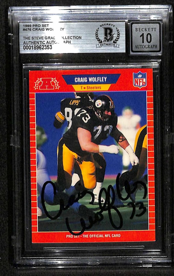 1989 Pro Set Steelers rookie card signed by Craig Wolfley Beckett Auto 10 (1 of 1)