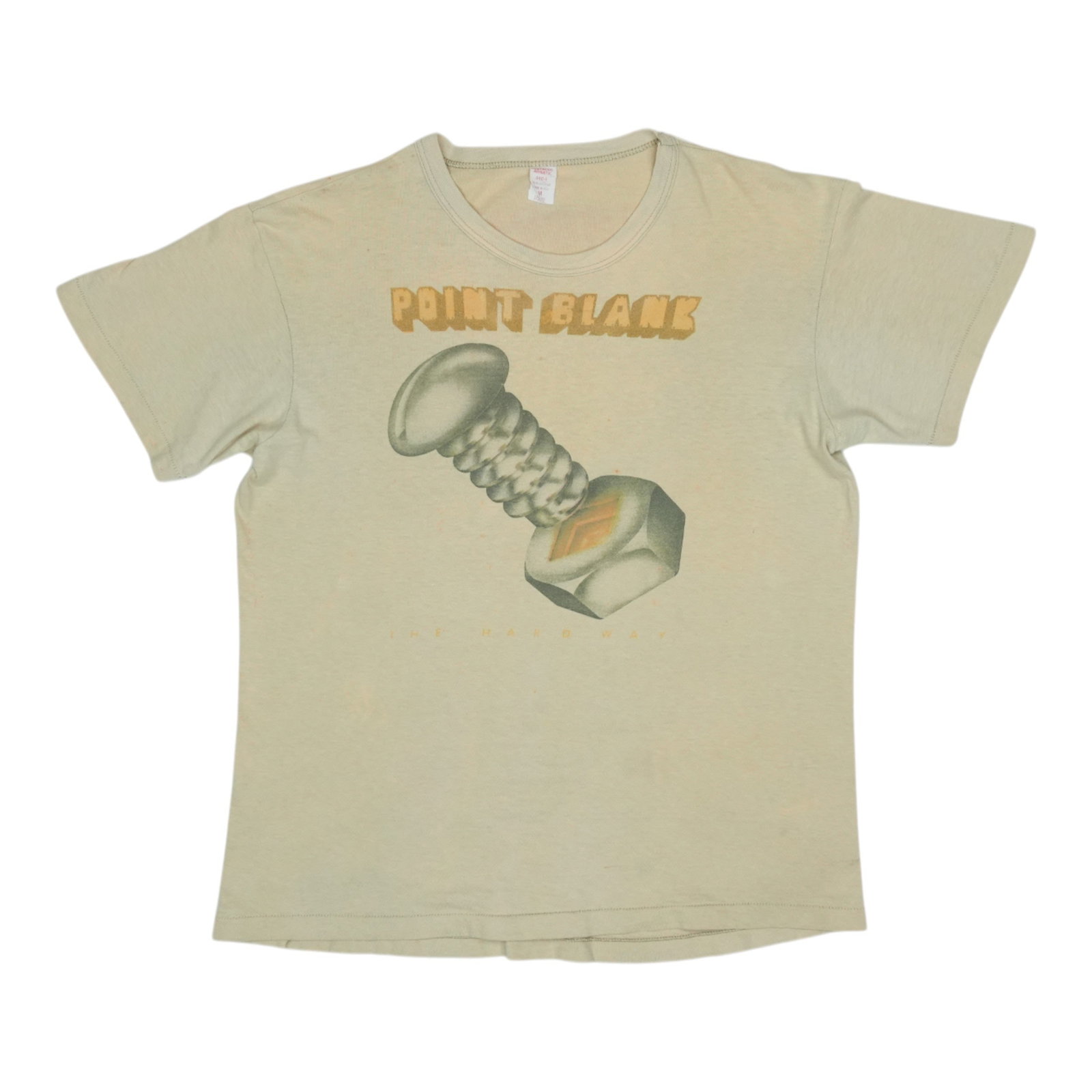 Vintage 1980 Point Blank The Hard Way Tan Cotton Graphic Shirt (1 of 10)