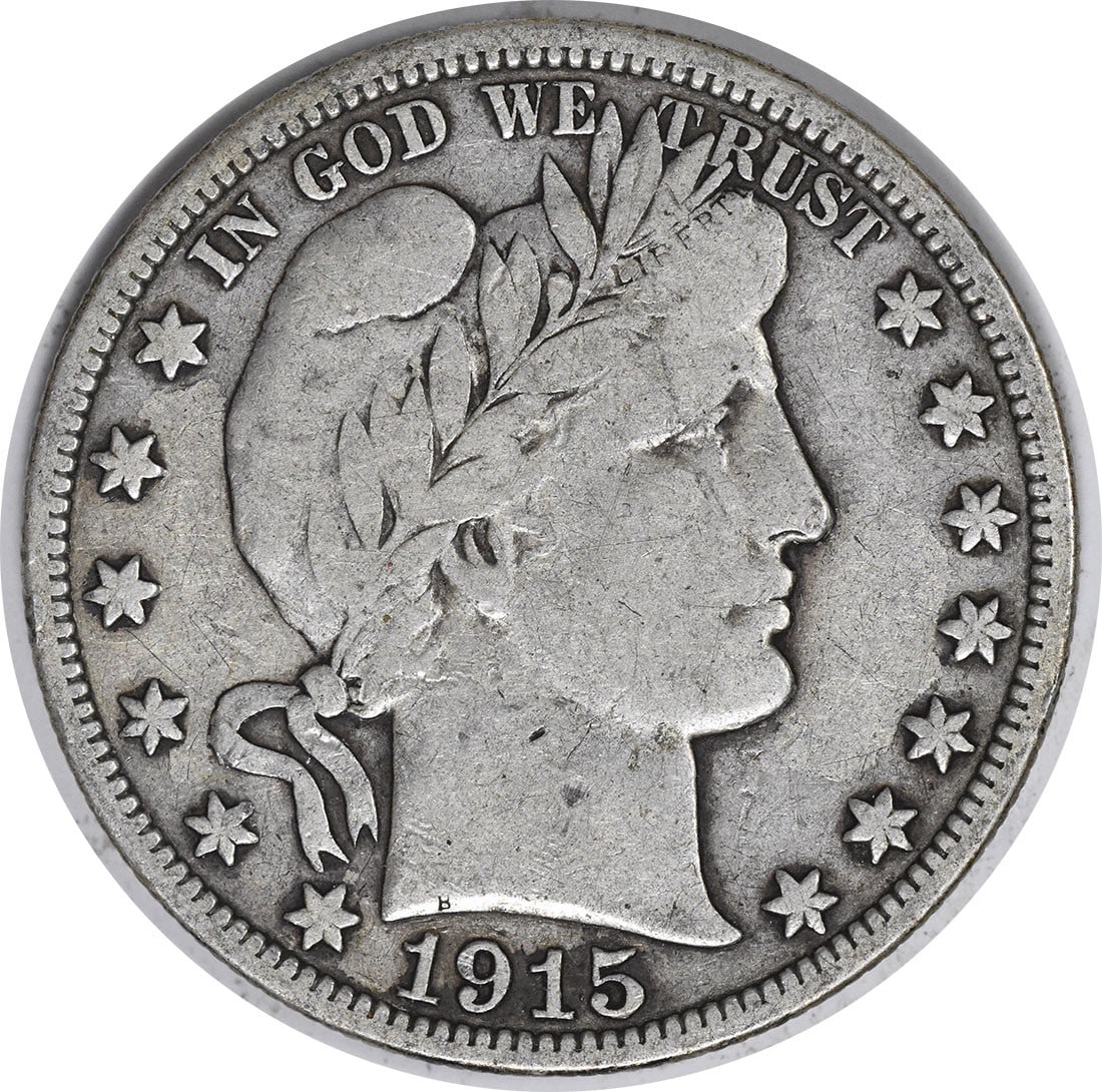 1915 United States Barber 50C Silver Half Dollar Grade F Uncertified: 1915 United States Barber 50C Silver Half Dollar Grade F Uncertified 1915 Barber silver half dollar from the United States. This circulated coin is uncertified and graded F, making it a straightforwar