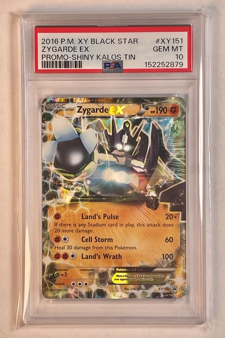 PSA 10 Zygarde EX XY151 2016 Pokemon Black Star Promo Card: PSA 10 Zygarde EX XY151 2016 Pokemon Black Star Promo Card This is a 2016 Pokemon XY Black Star Promo card featuring Zygarde EX. It is an English-language Pokemon TCG card with card number XY151 and t