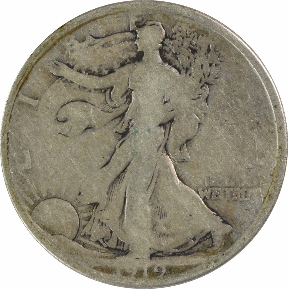 1919-D Walking Liberty Half Dollar 50C 90% Silver VG Uncertified: 1919-D Walking Liberty Half Dollar 50C 90% Silver VG Uncertified This 1919-D Walking Liberty Silver Half Dollar is a classic piece of American numismatics, featuring the iconic design by Adolph Alexan