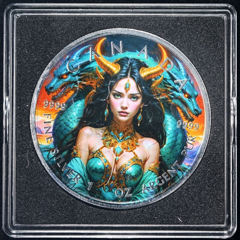 2025 Canada 1oz Silver $5 Maple Leaf Lady Dragoness Uncirculated Coin: 2025 Canada 1oz Silver $5 Maple Leaf Lady Dragoness Uncirculated Coin This stunning 2025 Canada 1 Ounce Silver $5 Maple Leaf Lady Dragoness coin showcases exceptional eye appeal with brilliant luster 