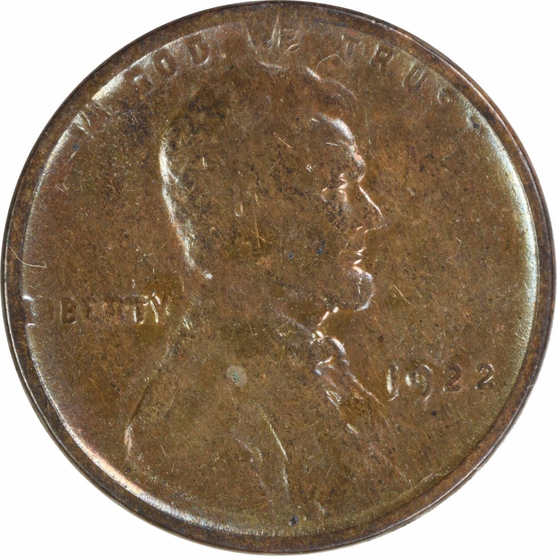 1922 Lincoln Wheat Small Cent Copper VF Uncertified Strong Reverse: 1922 Lincoln Wheat Small Cent Copper VF Uncertified Strong Reverse 1922-PL Lincoln Wheat small cent with a strong reverse and VF grade. This circulated, uncertified coin is composed of copper and is p