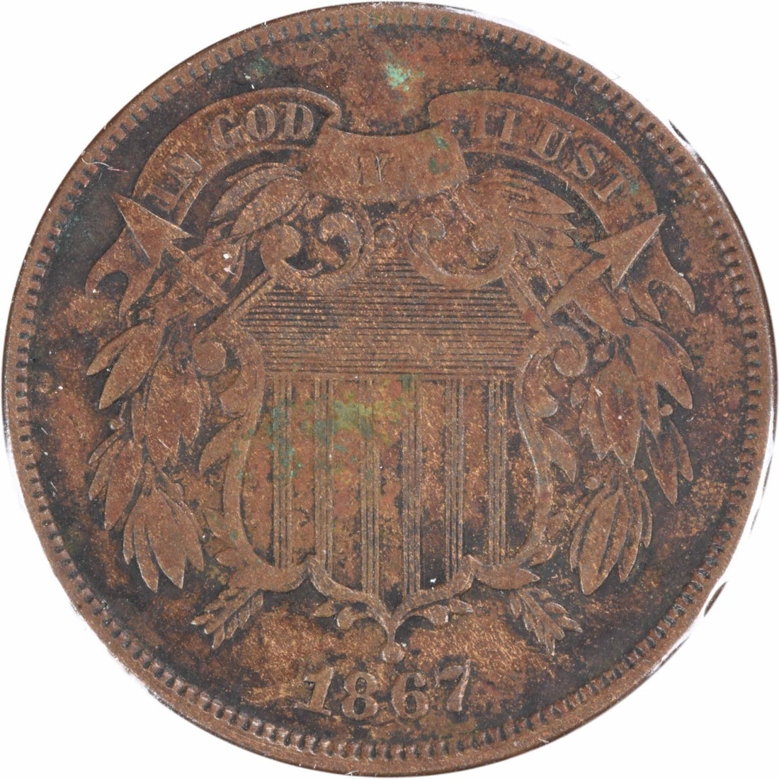 1867 Bronze 2C Coin FS-101 Doubled Die Obverse VF (1 of 2)