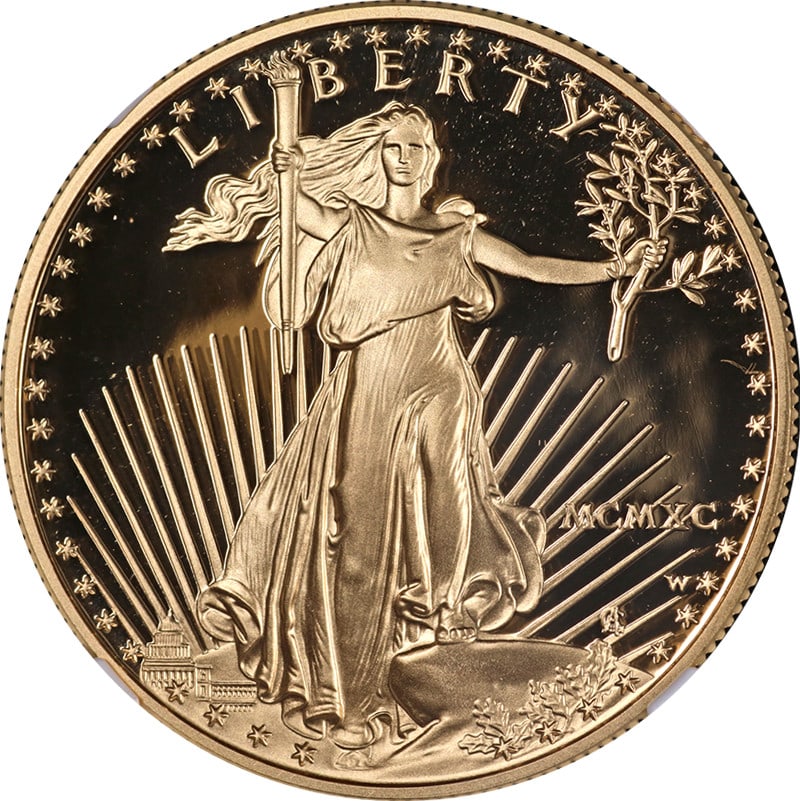 NGC PF70 Ultra Cameo 1990-W Gold American Eagle $50 Brown Label (1 of 4)