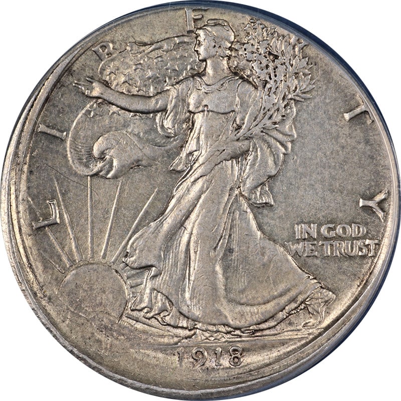 ANACS AU55 1918-S Walking Liberty Half Silver Off Center Error (1 of 4)