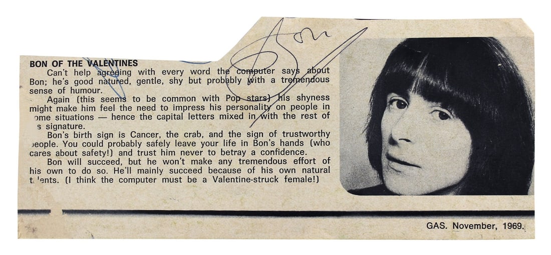 Bon Scott Signed Cut Signature JSA Authenticated 3x6.75 Autograph from AC/DC (1 of 9)