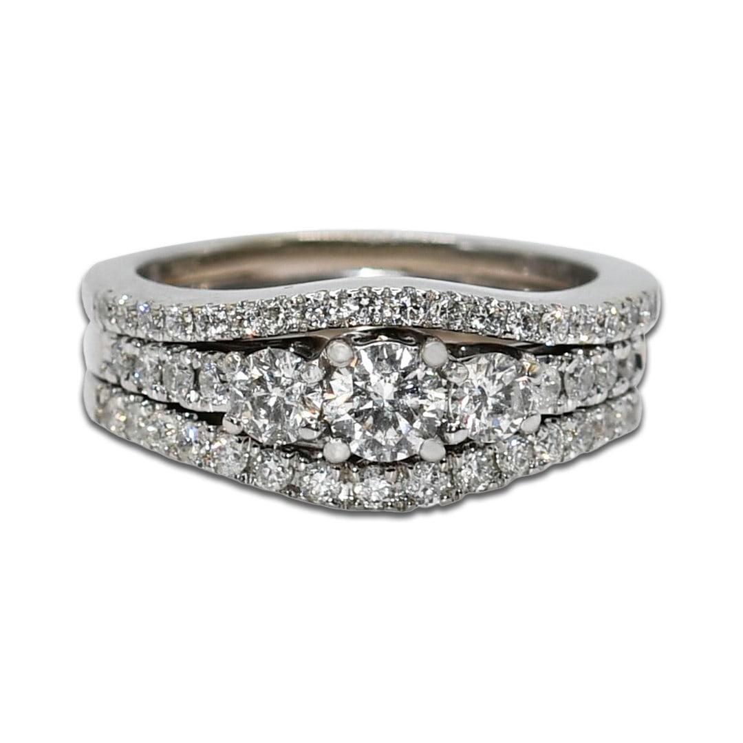 Diamond Engagement Ring with Guard 14K White Gold 1.00 TCW Size 6.75 (1 of 7)
