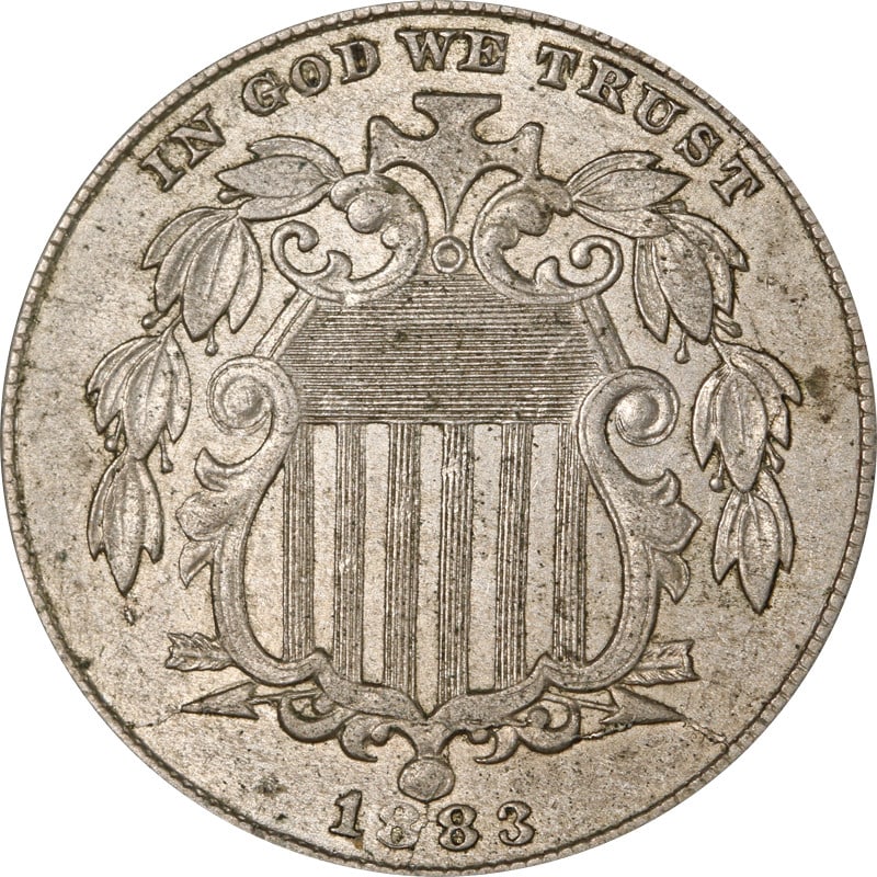 United States 1883 Nickel Five Cent Shield Design Circulated Coin: United States 1883 Nickel Five Cent Shield Design Circulated Coin This 1883 Shield Nickel is a circulated coin from the United States. Crafted in nickel, it features the distinctive Shield design and 