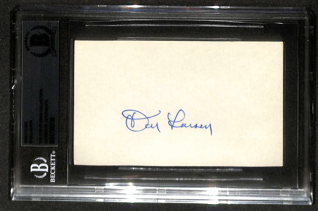Beckett Certified Don Larsen Autographed 3x5 Index Card Yankees: Beckett Certified Don Larsen Autographed 3x5 Index Card Yankees This is an authentic 3x5 index card signed by Don Larsen, the legendary New York Yankees pitcher renowned for his perfect game in the 19
