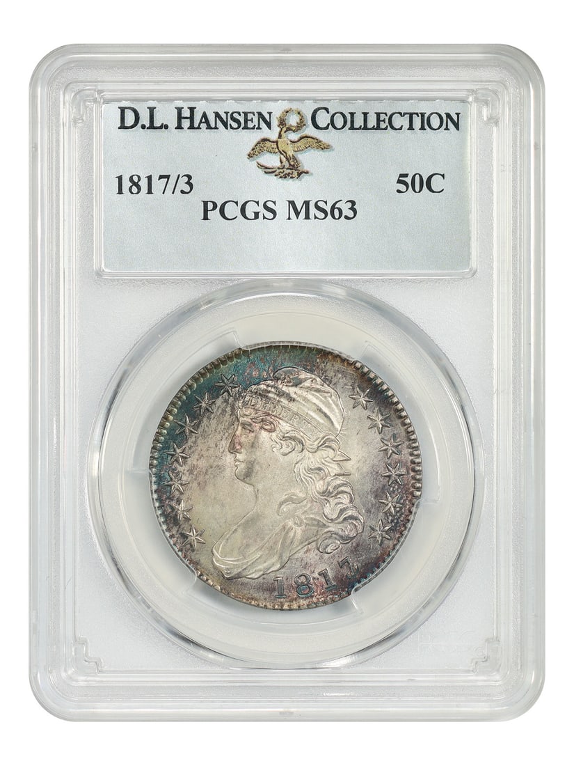 PCGS MS63 1817 3 Capped Bust Half Dollar ex D.L. Hansen (1 of 4)