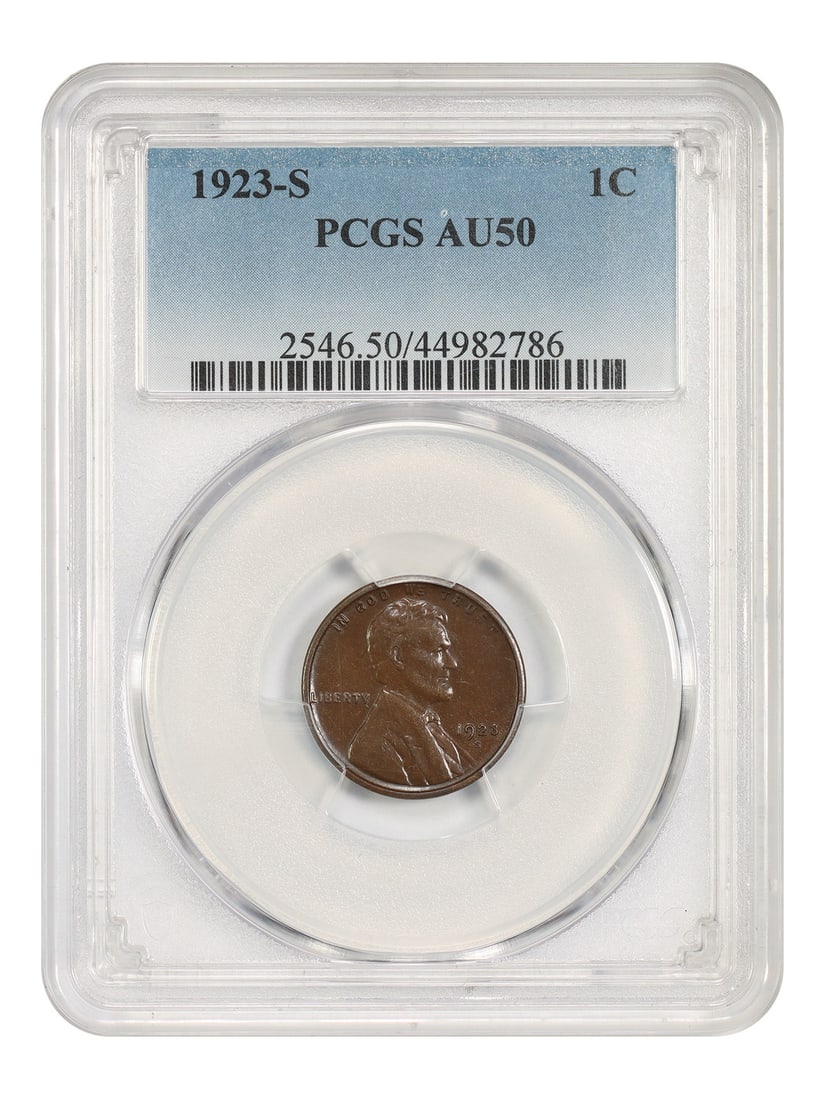 PCGS AU50 1923-S Lincoln Wheat Cent 1C BN (1 of 4)