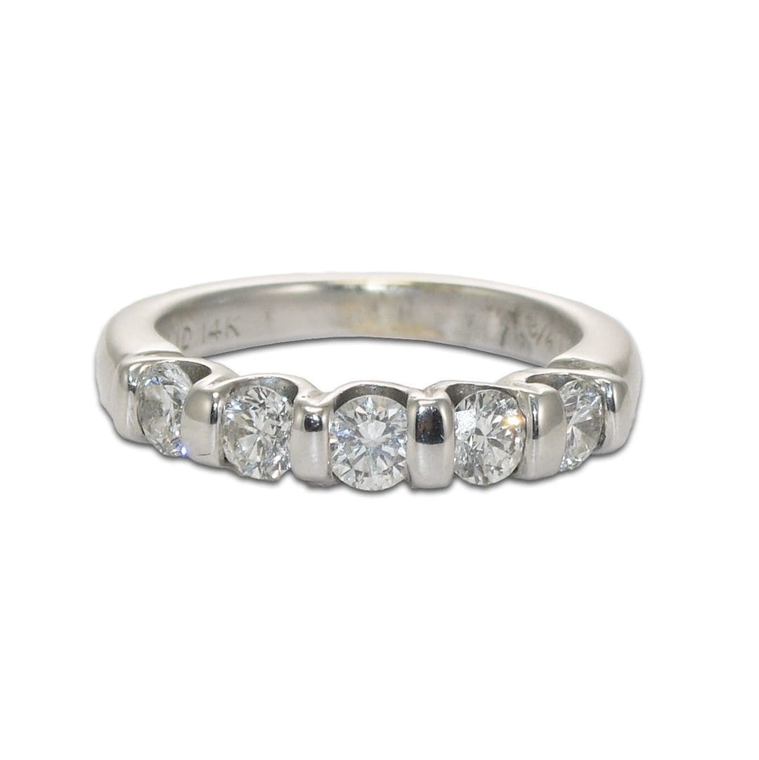 Round Diamond Wedding Band in 14k White Gold 0.75 ctw Size 5.375 (1 of 6)
