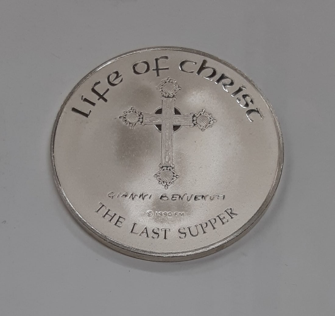 The Last Supper Sterling Silver Medal Life of Christ by Benvenuti: The Last Supper Sterling Silver Medal Life of Christ by Benvenuti This Franklin Mint Life of Christ medal features an engraved depiction of The Last Supper by Gianni Benvenuti. Struck in .925 sterling