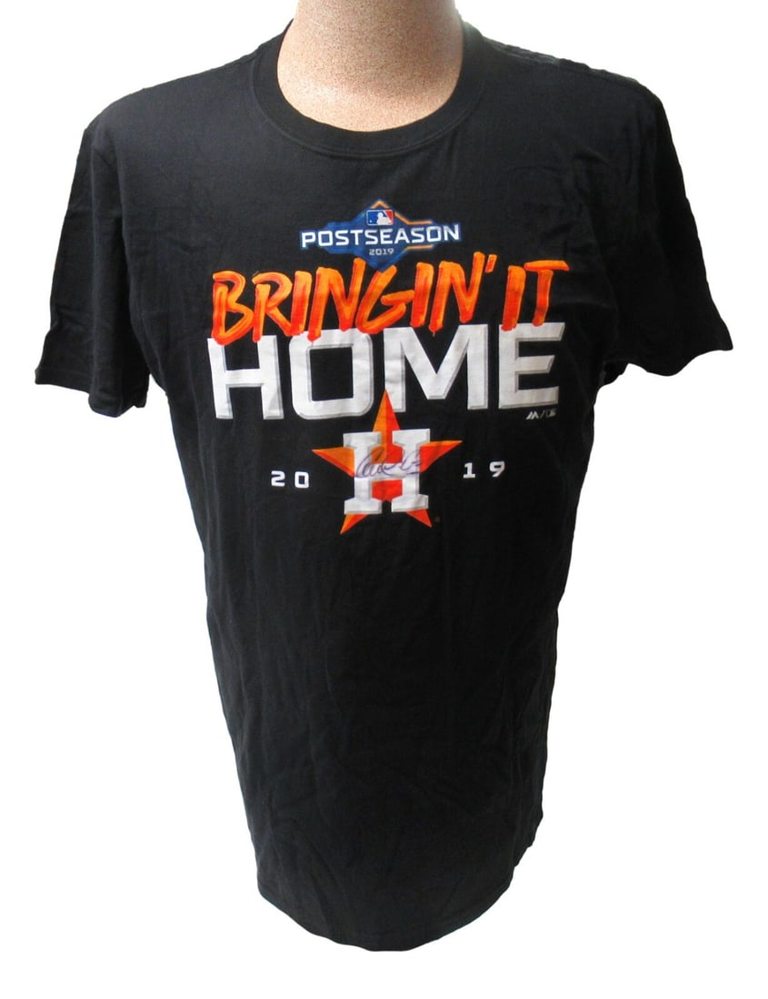Game-Worn Houston Astros Shirt Signed by Carlos Correa PSA/DNA Authenticated: Game-Worn Houston Astros Shirt Signed by Carlos Correa PSA/DNA Authenticated This is a game-worn batting practice shirt autographed by Carlos Correa. The shirt was used during baseball activities and 