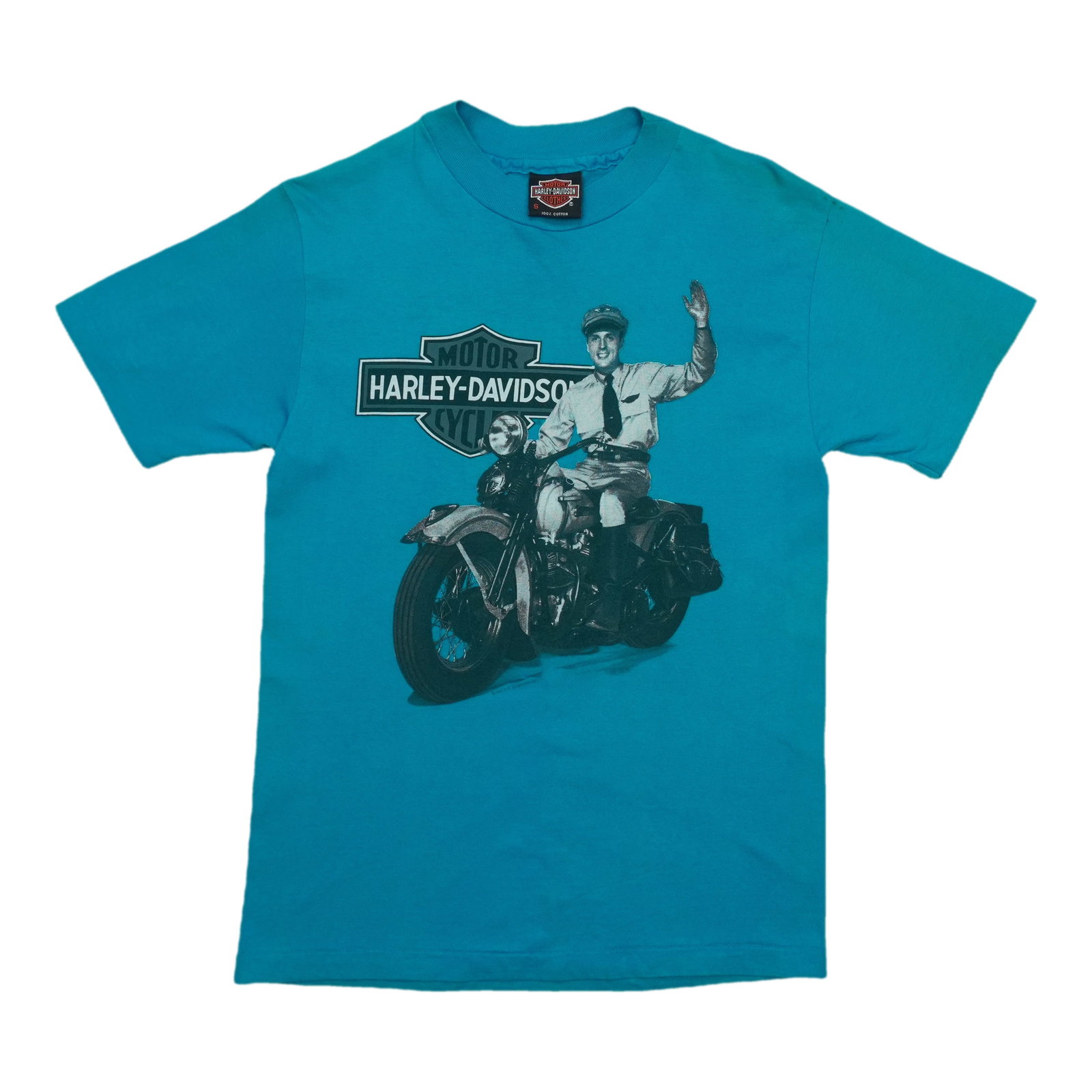 Vintage 1992 Harley Davidson Santa Maria Blue Cotton Shirt (1 of 5)