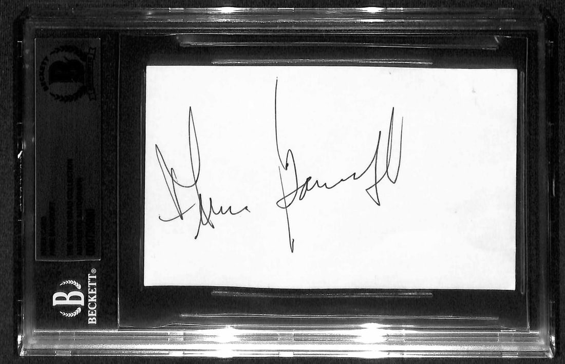 Beckett Authenticated Anne Bancroft autograph on 3x5 index card: Beckett Authenticated Anne Bancroft autograph on 3x5 index card This 3x5 index card features the authentic signature of acclaimed actress Anne Bancroft, best known for her Academy Award-winning role i