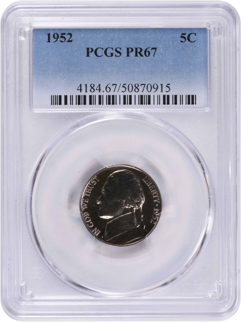 PR67 Proof 1952 Jefferson Nickel PCGS Certified Philadelphia Mint (1 of 2)