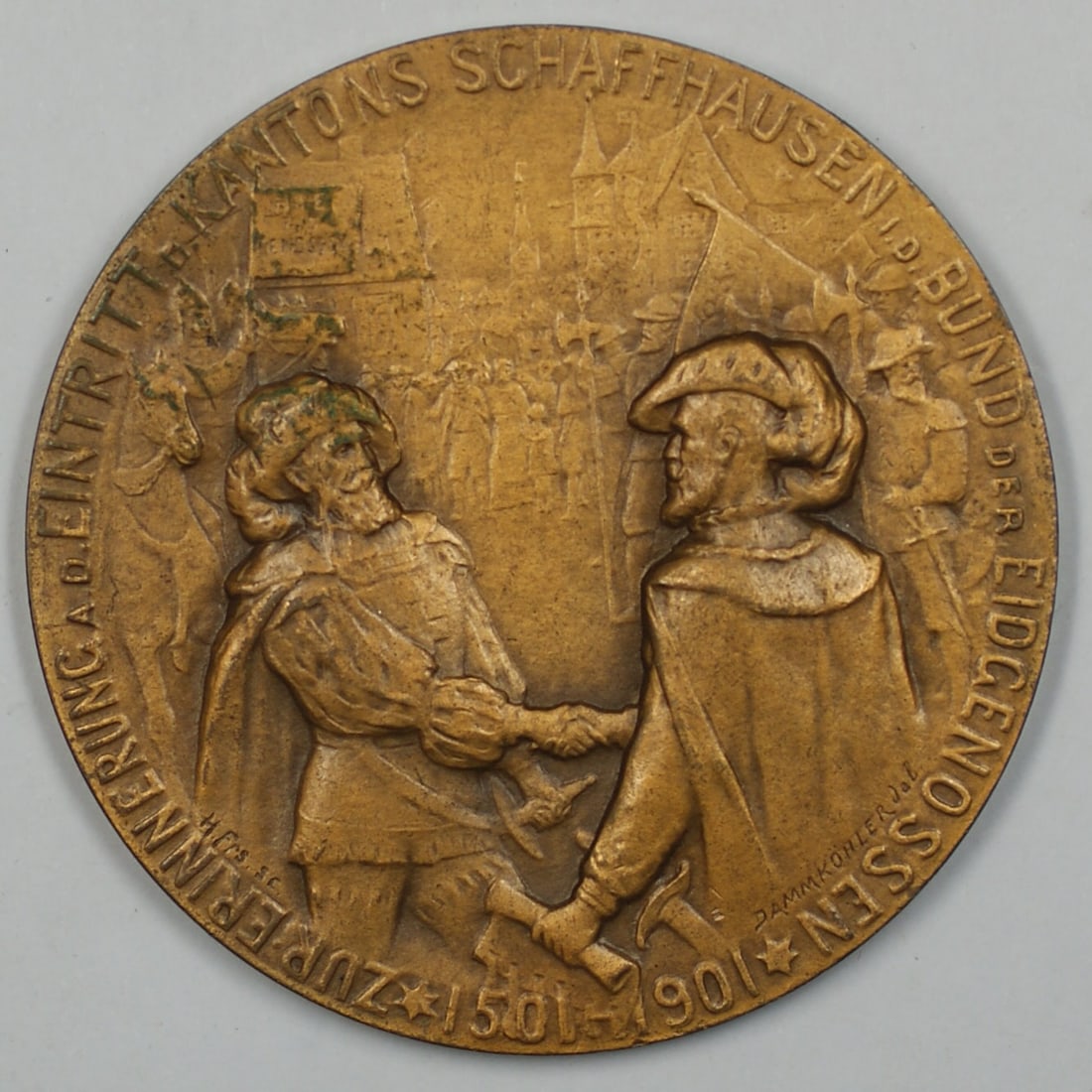 Bronze Schaffhausen Switzerland Medal 1901 by Dammkohler (1 of 2)
