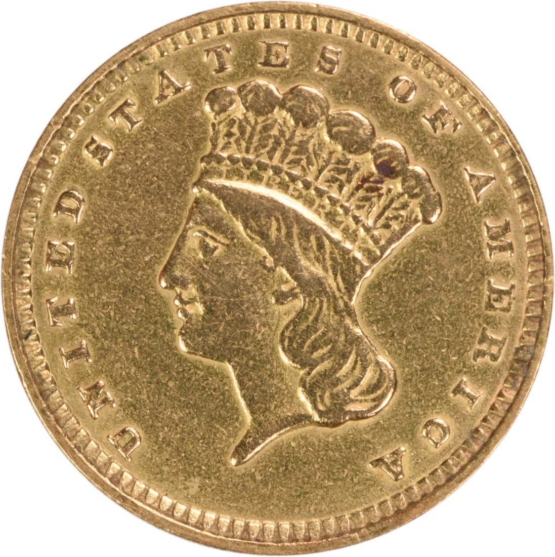 1857 Philadelphia $1 Gold Coin Type 3 EF Uncertified: 1857 Philadelphia $1 Gold Coin Type 3 EF Uncertified 1857 $1 Gold Type 3 coin in EF grade. This circulated, uncertified United States coin was struck in Philadelphia and features a 90% gold, 10% coppe