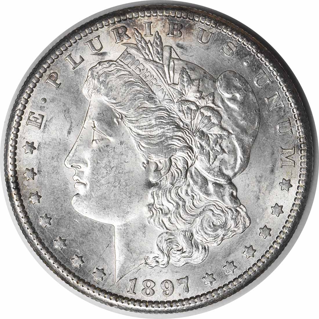 Choice BU 1897 San Francisco Morgan Silver Dollar Uncertified: Choice BU 1897 San Francisco Morgan Silver Dollar Uncertified This is an 1897-S Morgan Silver Dollar from the United States, featuring a Choice Brilliant Uncirculated (BU) grade. The coin is uncertifi