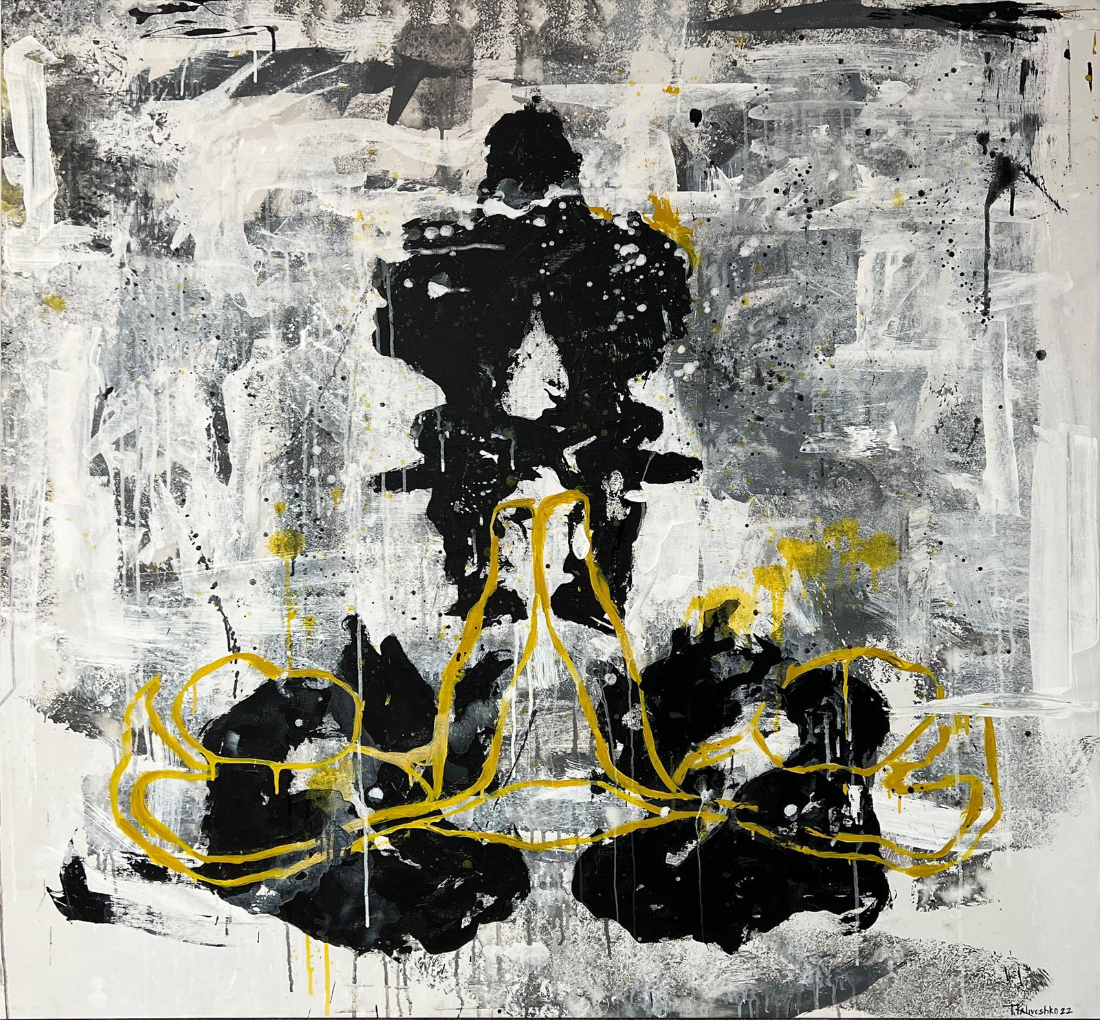 Tetiana Kalivoshko Non-Binary Acrylic Abstract Painting 57 x 54 inch 2022: Tetiana Kalivoshko Non-Binary Acrylic Abstract Painting 57 x 54 inch 2022 Experience the vibrant expression of the "Non-Binary" Abstract Painting by Tetiana Kalivoshko, created in 2022. This stunning 