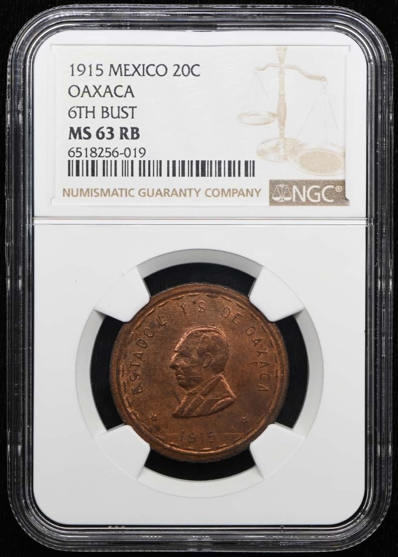 Mexico Oaxaca 1915 20 Centavos KM-731.1 NGC MS63RB Coin (1 of 4)