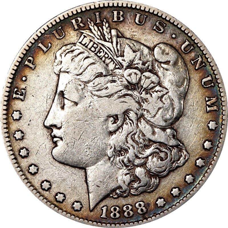 1888 S United States Morgan Silver Dollar Coin: 1888 S United States Morgan Silver Dollar Coin 1888-S Morgan Silver Dollar coin in pre-owned, circulated condition. This uncertified United States coin is composed of silver and retains the original i