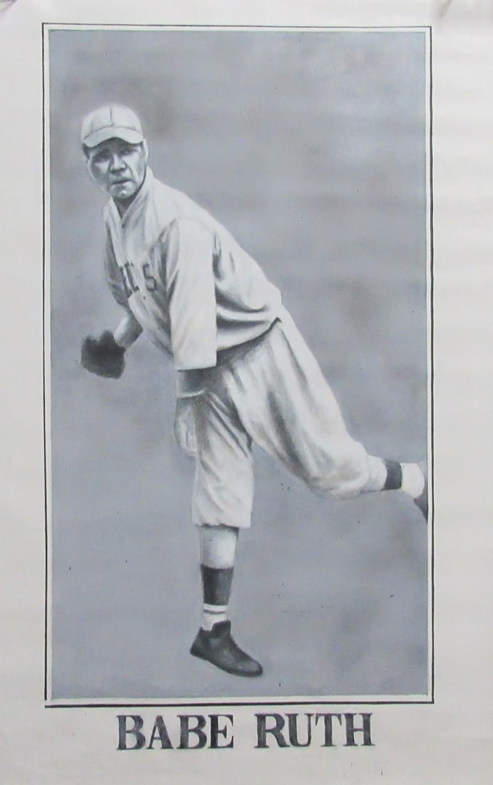 Babe Ruth Signed Original Acrylic Painting 45x28 Yankees: Babe Ruth Signed Original Acrylic Painting 45x28 Yankees This stunning original painting features the legendary Babe Ruth, showcasing a hand-drawn, Hall of Fame autographed design. Measuring 45" x 28"