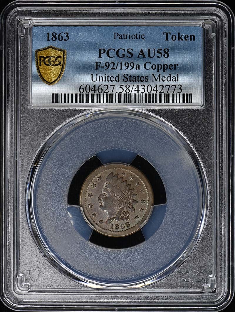 1863 Civil War Token F-92 199a Copper PCGS AU58BN (1 of 4)