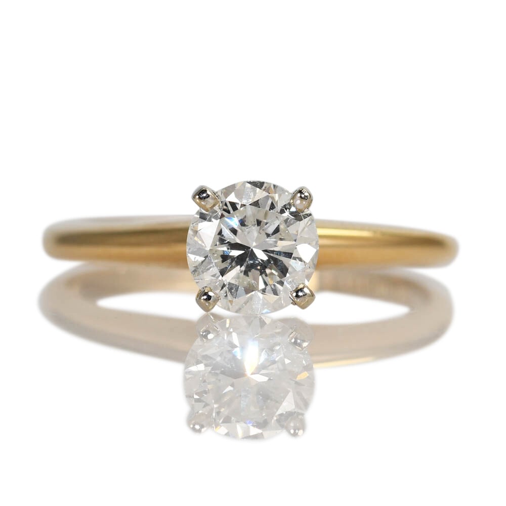 Round Brilliant Diamond 14K Yellow Gold Engagement Ring Size 6.25 (1 of 7)